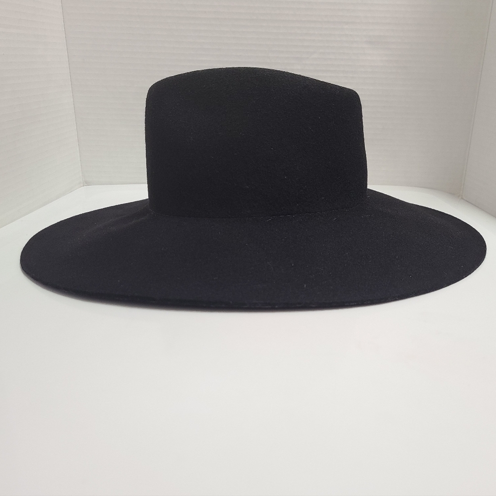 LINA OSORIO Handmade Black Wool Felt Fedora Hat - Picture 4 of 12